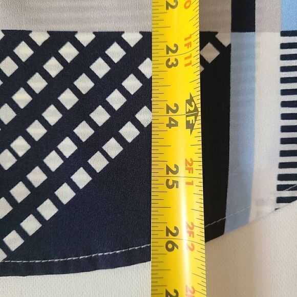 Calvin Klein Womens Button Front Blue Print Blouse Size Small - Picture 9 of 12